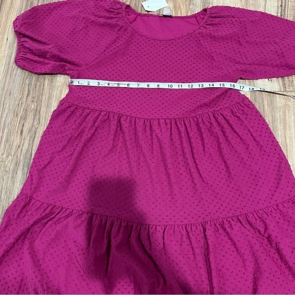 NWT J. Crew magenta puff sleeves Swiss dot dress - Picture 8 of 9